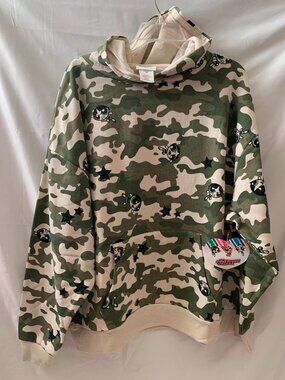 POWERPUFF GIRLS Camo Fleece Lined Hoodie in Green Multi Sz LARGE